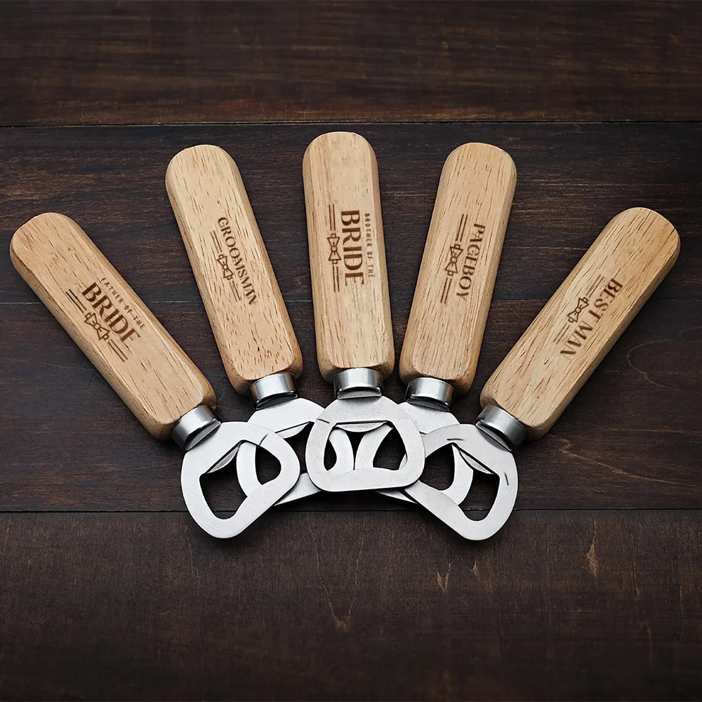 Groom Party Wooden Engraved Bottle Opener Best Man Gift Groomsman Bottle Openers Best Original Wedding Favors for Guests