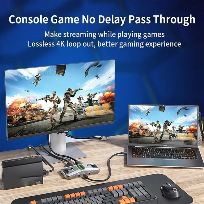 A31T Capture Card 4K 60fps Input 1080P 60fps Output, USB 3.0 Game Video Capture Card for PS5 Switch PC, Live Streaming, Plug