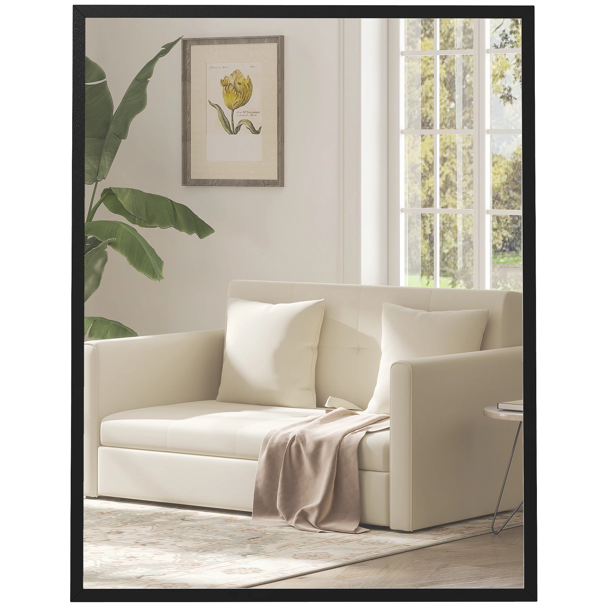 HOMCOM Espejo de Pared, 70x90 cm, Espejo de Baño Rectangular, Decorativo para Salón, Entrada, Pasillo, Horizontal o Vertical
