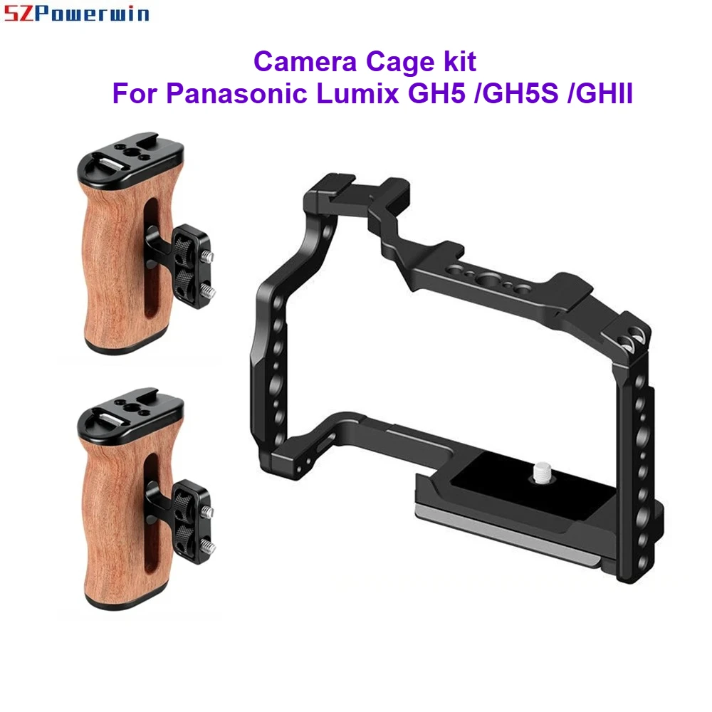 

SZpowerwin For Panasonic Lumix GH5 /GH5S /GHII Camera Cage Kit With 1/4' 3/8' Threads Holes and Cold Shoe Plate Mount Kit