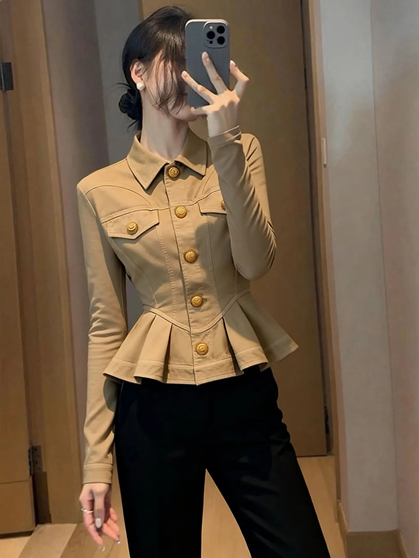 

Уникальная женская ветровка цвета хаки с завязкой на талии, весна 2026, новинка Sle, маленький размер, женская ветровка Faion для поездок на работу, женский топ