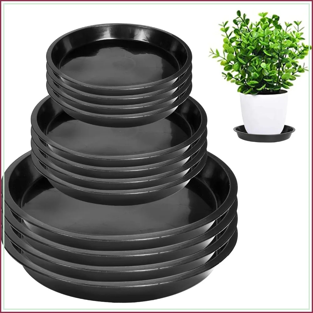 12 Pack Round Plant Saucers 6/8/10 Inch Plastic Drip Trays for Indoor Outdoor Garden, Collect Excess Water from Flower Pots