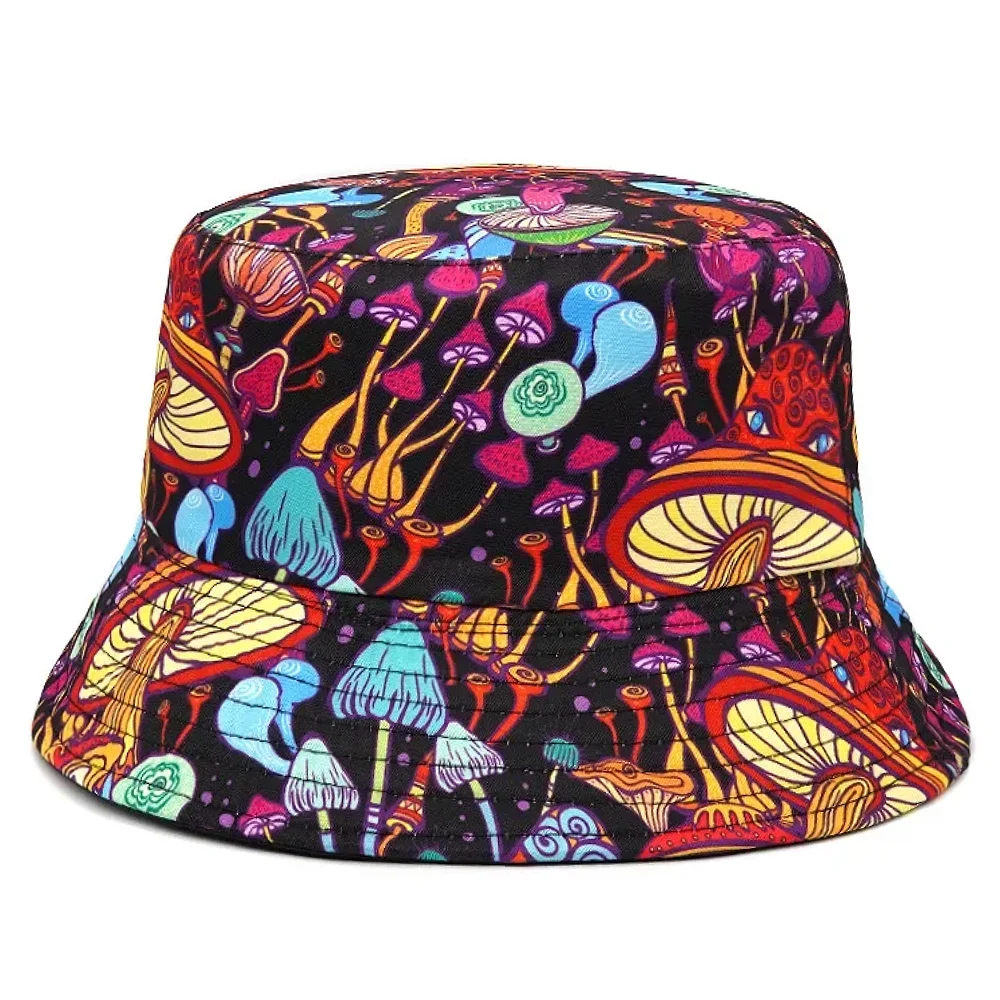 Summer Sunscreen Bucket Hat for Men Women Beach Panama Cap Fashion Print Hip Hop Gorros Fishing Fisherman Hat Wear Double Side