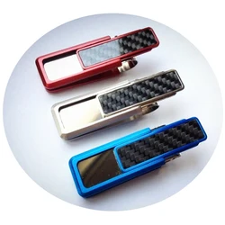 Fashion Personality Three Colors 301 Stainless Steel Money Clip Carbon Fiber Compact Telescopic Banknote Bill Metal Clip