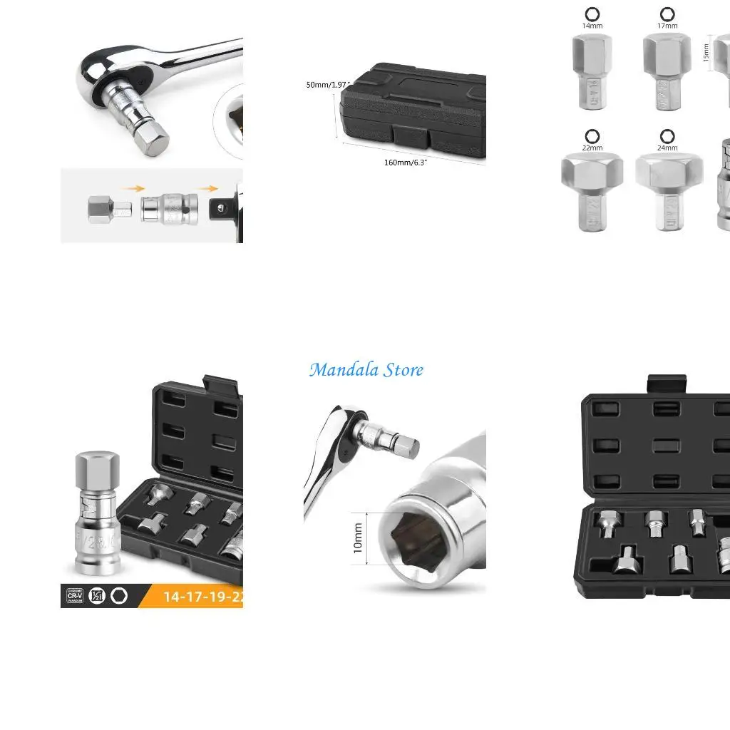 

U2JC Professional Bit Socket Set Chromium- Vanadium Alloy Steel 14/17/19/22/24mm