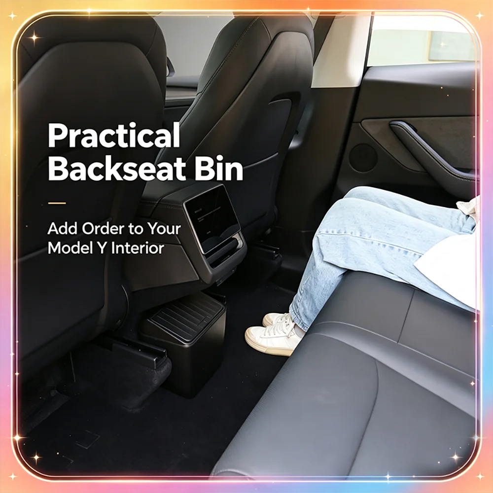 For Tesla Model Y 2025 ABS Car Rear Seat Storage Box Trash Bin With Cover Speical Organizer Umbrella Box Auto Interior Accessory - view 3