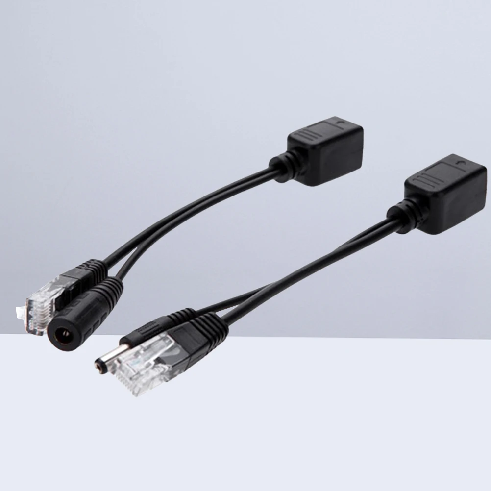 

2pcs Poe Splitter Cable Adapter Full Copper Wire For Security Camera Router Wlan Injector 5.5*2.1Mm 40M 130Ft Black