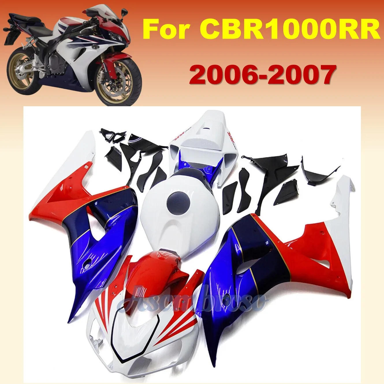 Motorcycels Bodywork Rebuild Fairing kit for CBR1000 RR 2006 2007 CBR 1000RR 06 07 CBR1000RR Red/White/Blue Protective cover