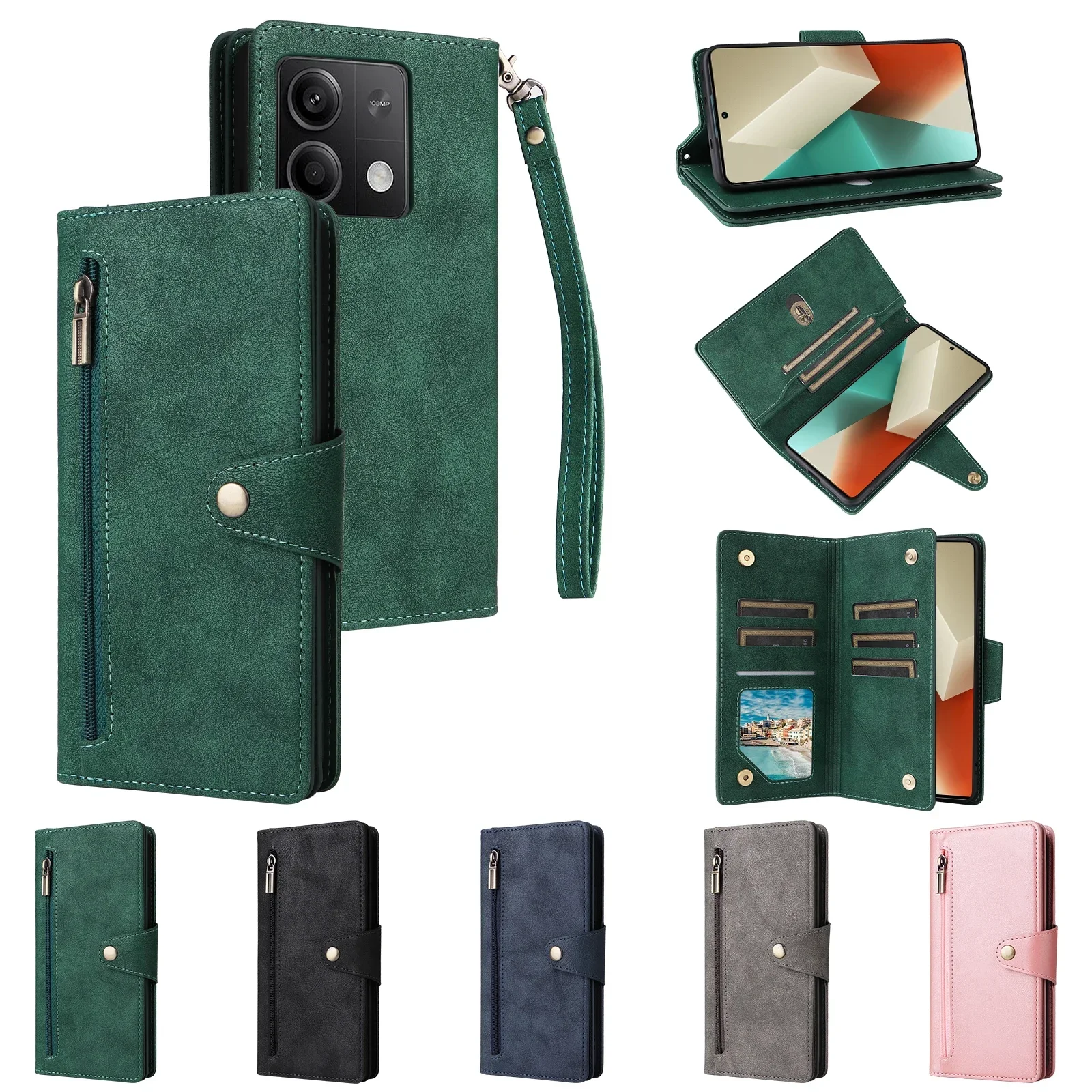 13X*Fillet Leather Case Wallet Anti-fall Flip Phone Case For Xiaomi Redmi Note13 Pro Plus K60 ULTRA 4G