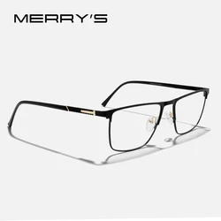 MERRYS DESIGN Men Titanium Alloy Square Glasses Frame Business Style Male Ultralight Eye Myopia Prescription Eyeglasses S2192