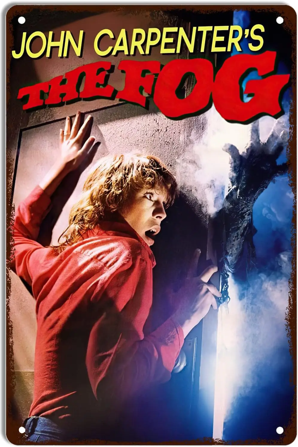 Metallblechschild The Fog Horror Movie Poster Wanddekoration Spaß für Mann Café Zimmer Garage Zuhause Küche Bar Pub Retro Plakette