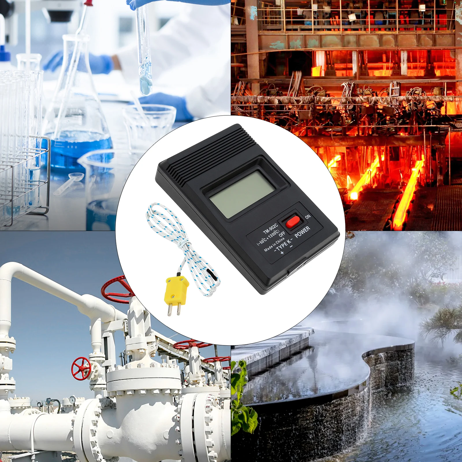 Tipo TM-902C sensore del termometro di Digital K del tester di temperatura TM902C con il Semisolid liquido del Gas del rivelatore della sonda della termocoppia