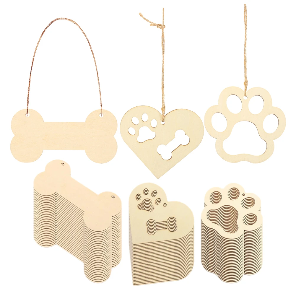 

36 Pieces Wood Craft Supplies Blank Chips Bones naments Unfinished Cutouts Crafting Graffiti Slices Decorations