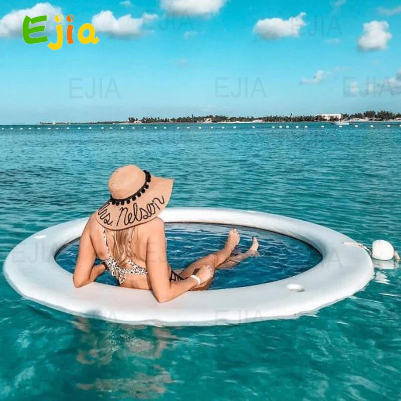 

Water Sport Air Lightweight 8ft 10ft Round Sun Pad Water Float Hammock Inflatable Floating Island Swimming Pool Dock Hammock