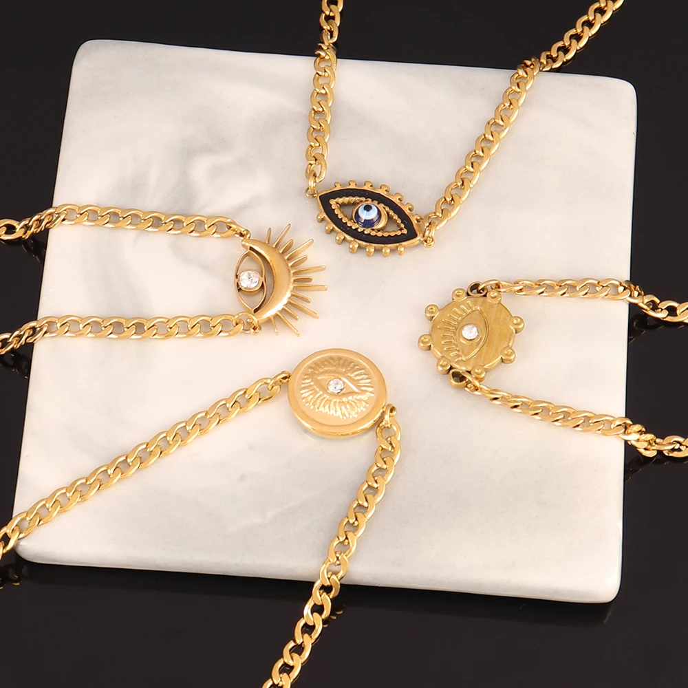 316L Stainless Steel Evil Eyes Chain Bracelet For Women Fashion Girls Wrist Chain Wrist Jewelry Party Holiday Gifts Accessories