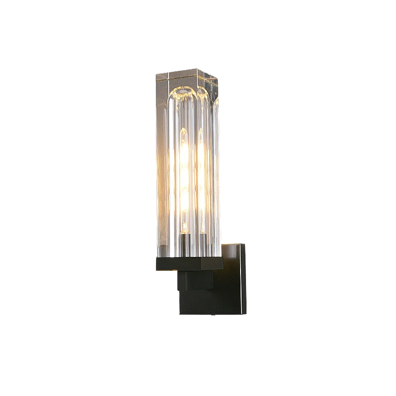 Lámpara de pared de latón de cristal de estilo retro francés, Faro de espejo LED para habitación, dormitorio, baño, sofá, estudio, lámparas de iluminación interior