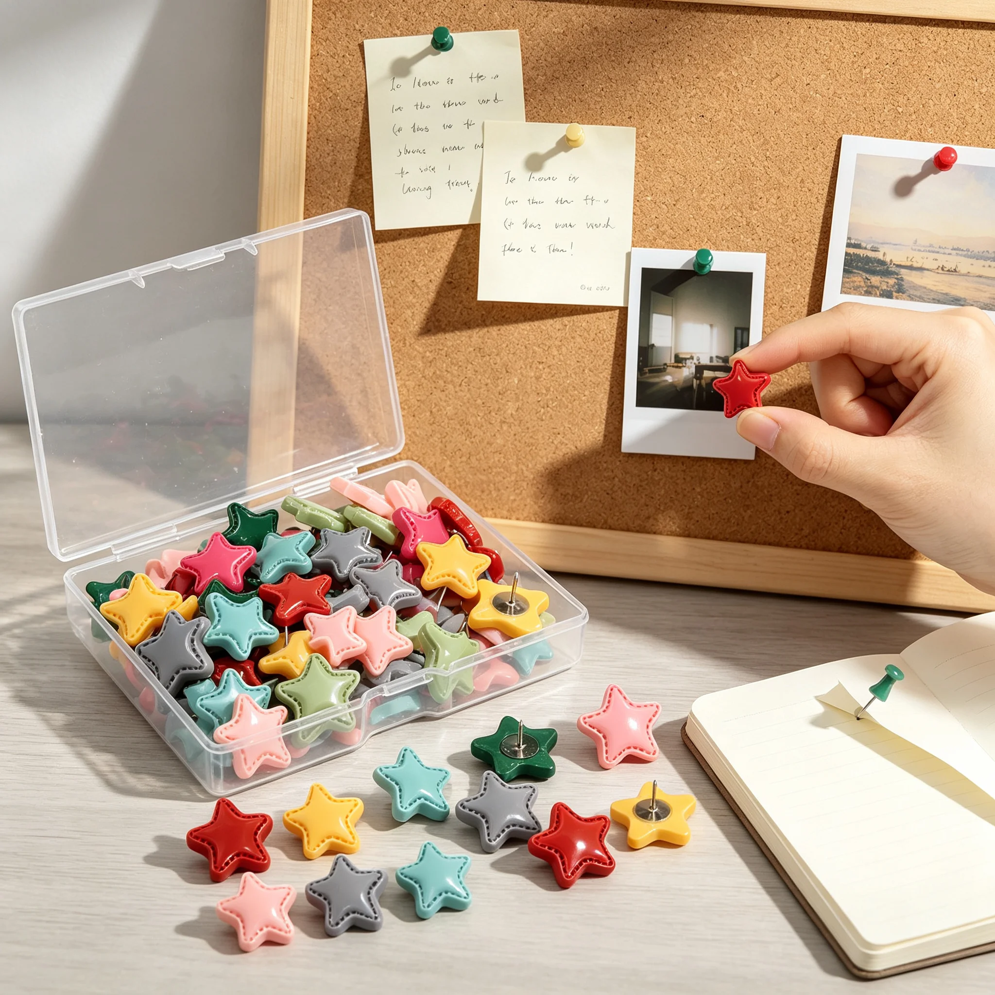 60Pcs Multi-purpsoe Star-shaped Pushpins Set Macaron Creative Thumb Tacks Multifunctional Star Shape Pushpins Office Supplies