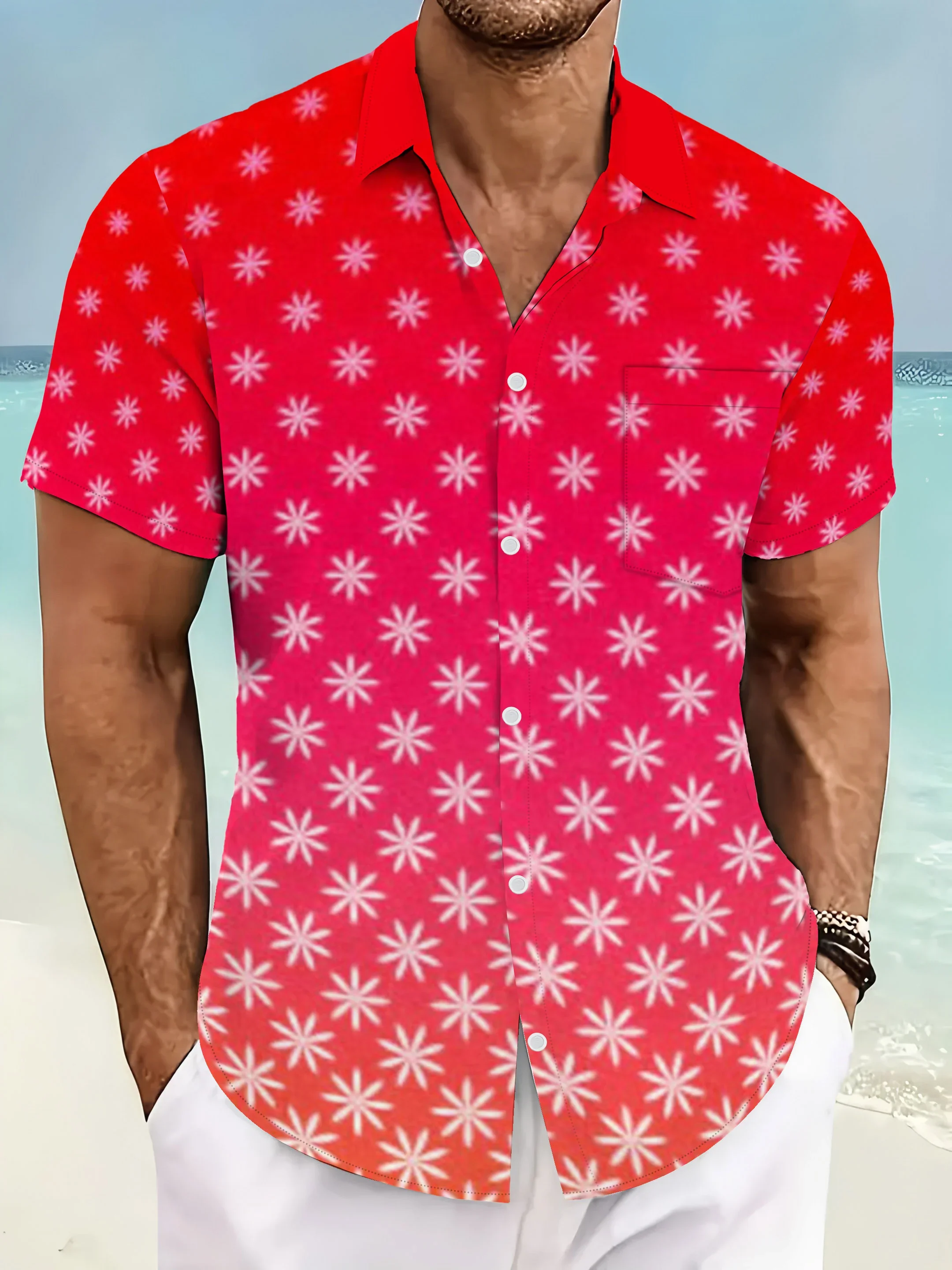 Dark Background Bright Purple Repeating Floral Lattice Mens Hawaii Shirts Quick Dry Holiday Travel Blouses