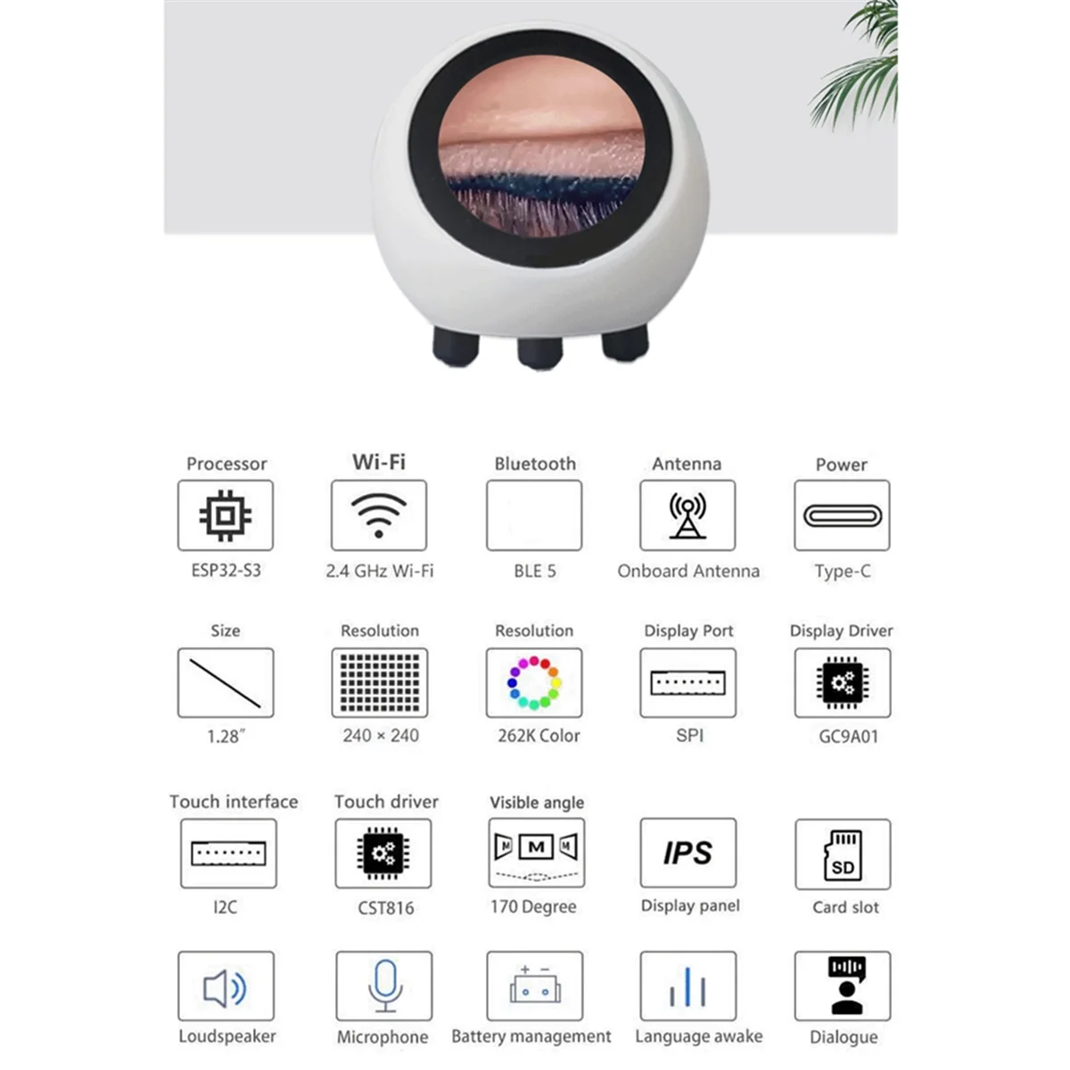 

B43C для DeepSeek XiaoZhi AI голосовой чат робот ESP32-S3 1,28-дюймовый ЖК-дисплей с сенсорным дисплеем макетная плата часы настольное украшение