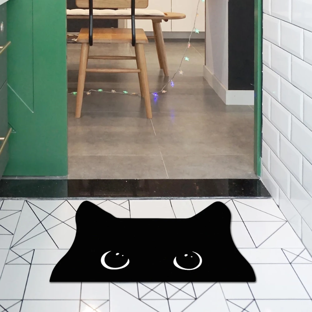 

Симпатичный черный кот в форме быстросохнущего коврика для ванной с диатомовой землей, забавный коврик для любителей мягкой диатомовой грязи, впитывающий напольный коврик