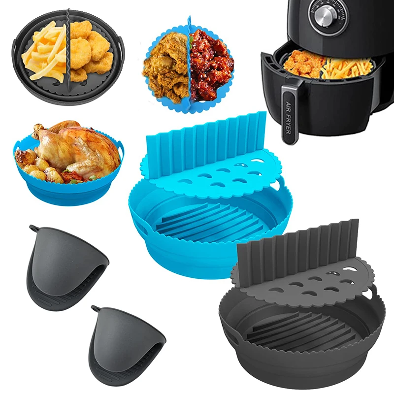 

Air Fryer Silicone Basket Plate Round Reusable Air Fryer Cooking Accessories Foldable Bpa Free Airfryer Tool Baking Molds