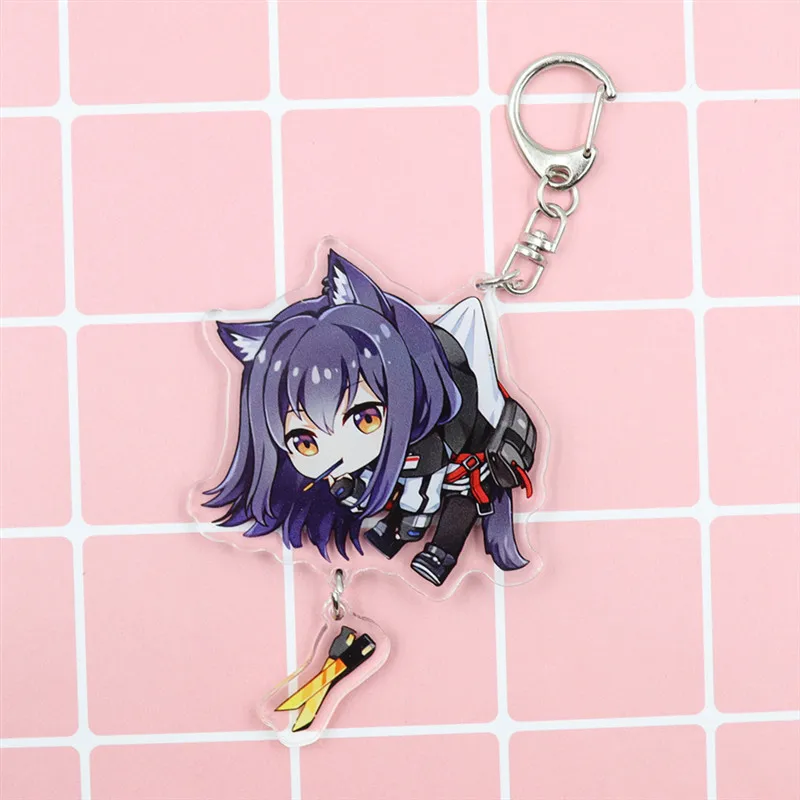 LLavero de Arknights Amiya Zuo Le Lin Chongyue Ling Shu Nian, llaveros con soporte acrílico del atardecer, colgante, regalos para seguidores de coches