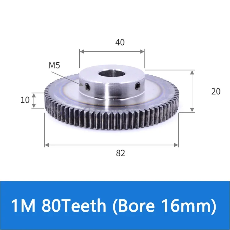 1PCS 70 72 80 100 120 Teeth 1M Spur Gear with Step 45# Steel 70T 72T 80T 100T 120T 1 Module Motor Gears Bore 8/10/12/14/15/16mm