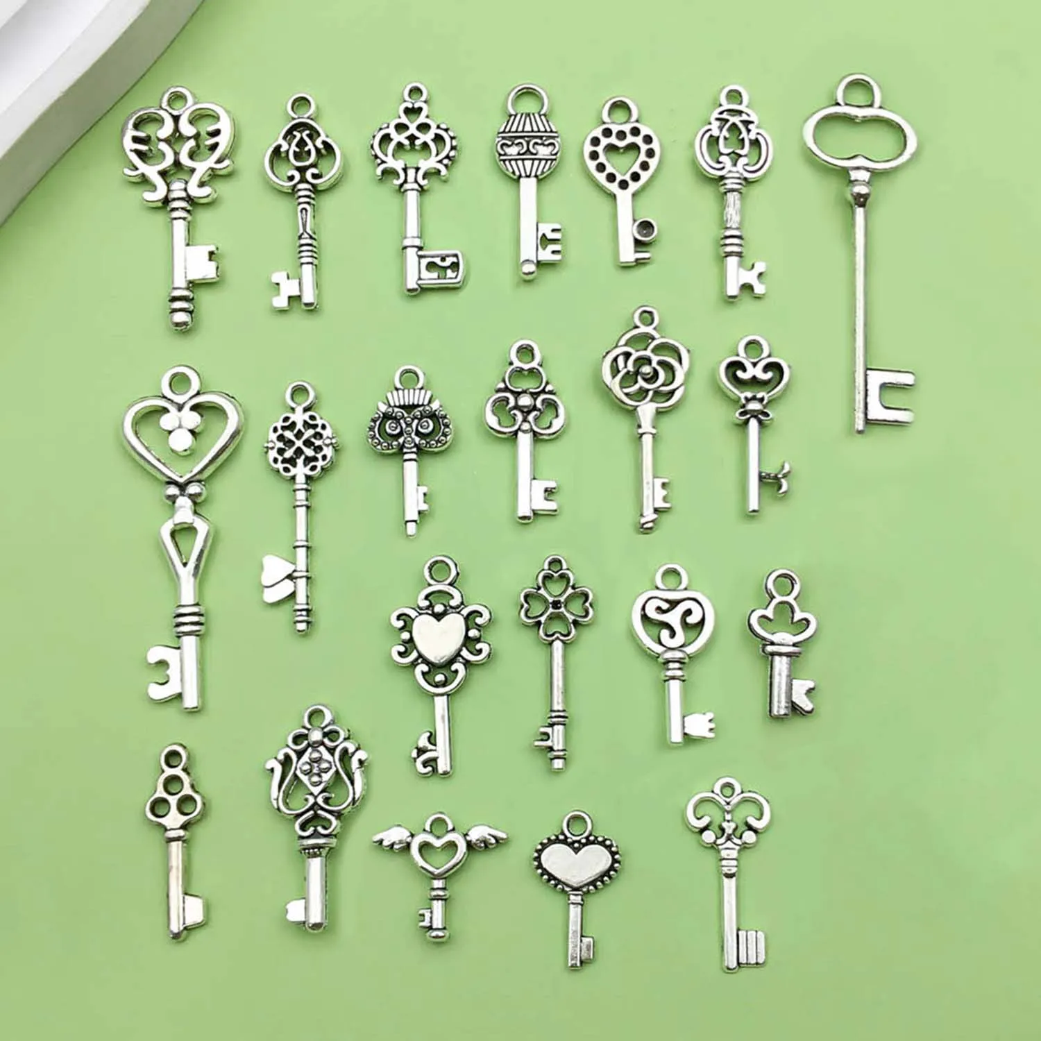20/22 sztuk Vintage klucz projekt Charms stop Steampunk wisiorki dla DIY bransoletki naszyjniki kolczyki akcesoria do wyrobu biżuterii