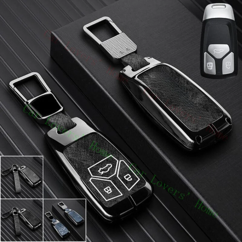 

A + кожаный автомобильный брелок из цинкового сплава, чехол для Audi S4 SQ5 TT S5 A4 A5 Q7 Q5