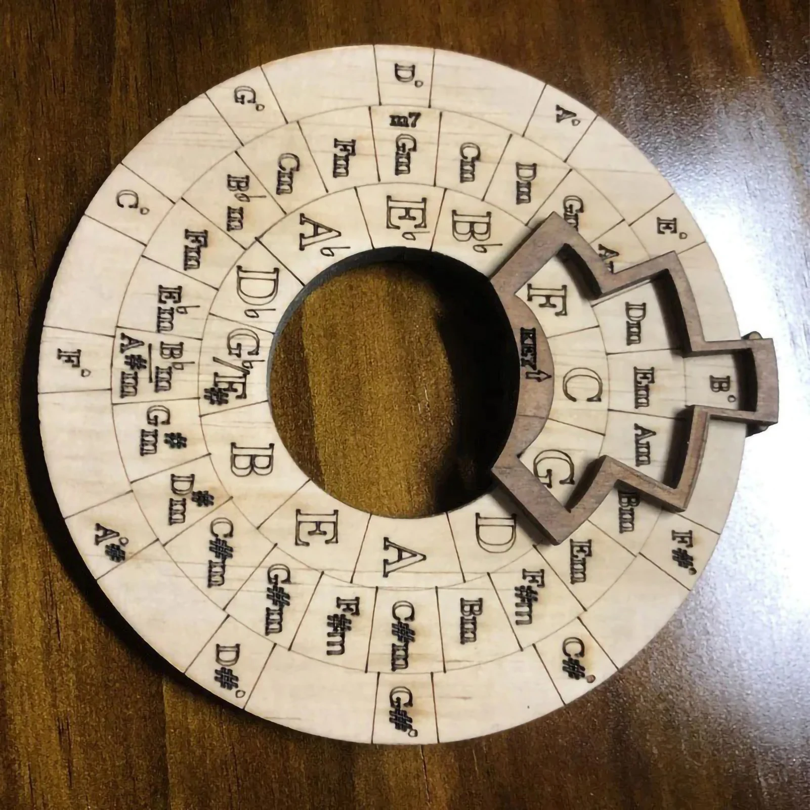 Circle of Fifths Wheel Wood Chord Tools, Circle Wheel Expand Playing, AV Song Writing and Music Chords, Exploration Have ista