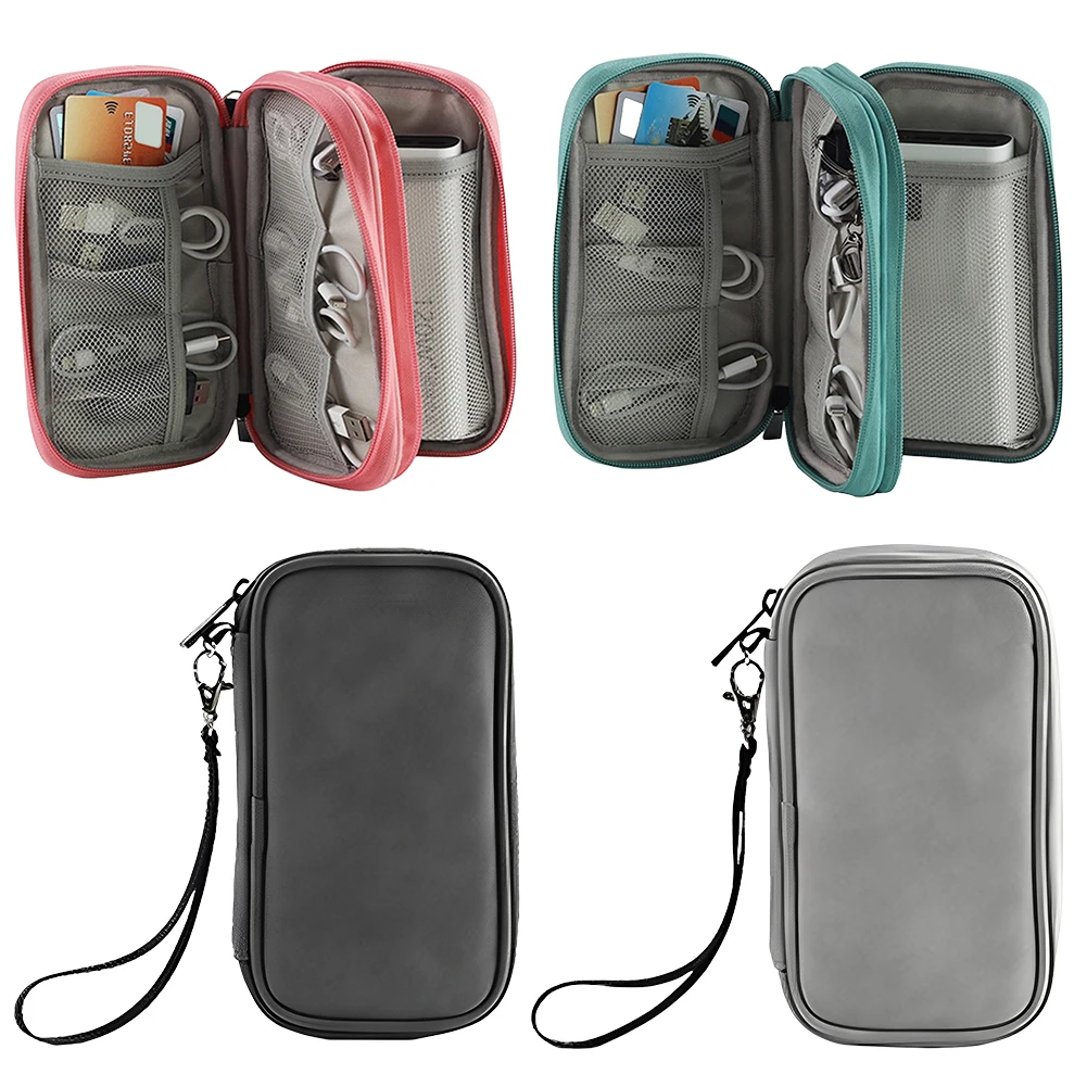 

Органайзер для электронных аксессуаров, универсальный дорожный чехол-сумка, двухслойный органайзер для техники, дорожный кейс для зарядных устройств, кабелей и телефонов
