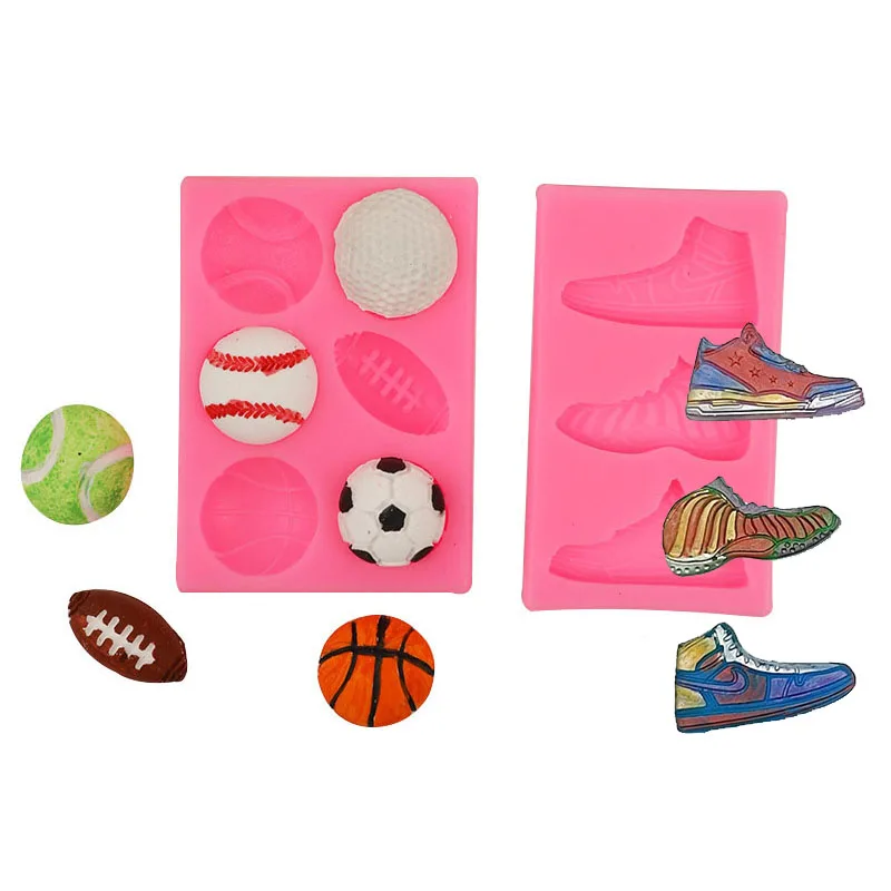 Ball Silicone Mold Sport Shoes Football Baseball Volleyball Tennis Fondant For Chocolate Candy Cake Decoration Craft Epoxy Resin