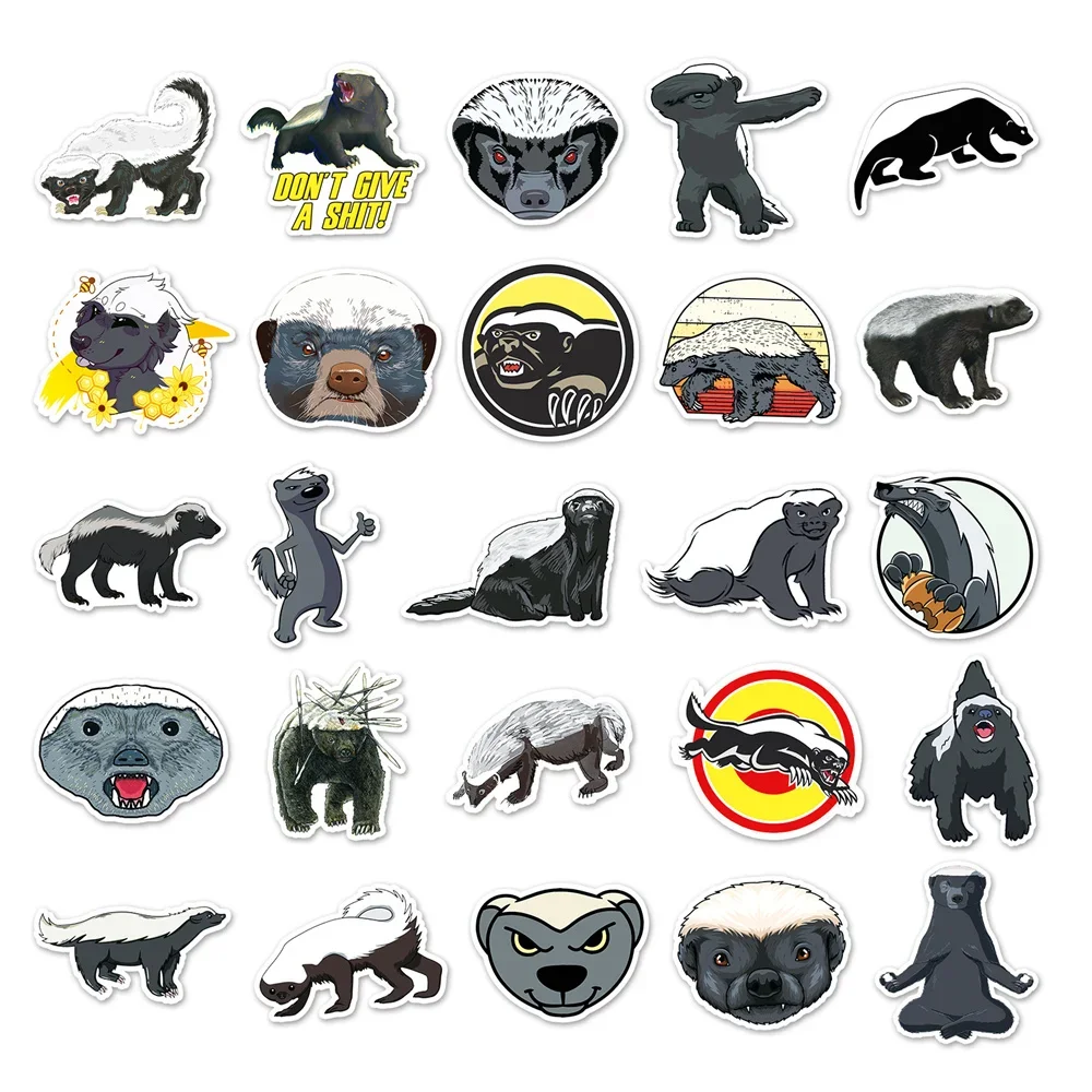 10/30/50PCS Cartoon Honey Badger Stickers Children Toys Luggage Laptop Guitar iPad Skateboard Motorcycle Stickers Wholesale