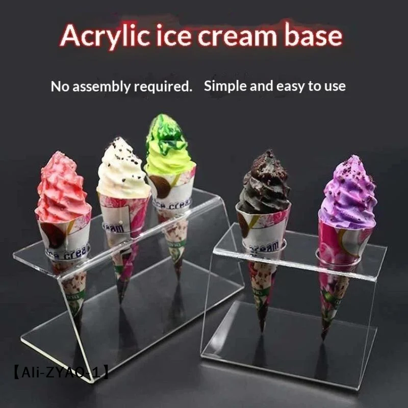 【O】Transparent Acrylic Ice Cream Cone Holder Dessert Stand For Party Display Stable Clear Food Stand Rack Dessert Holder
