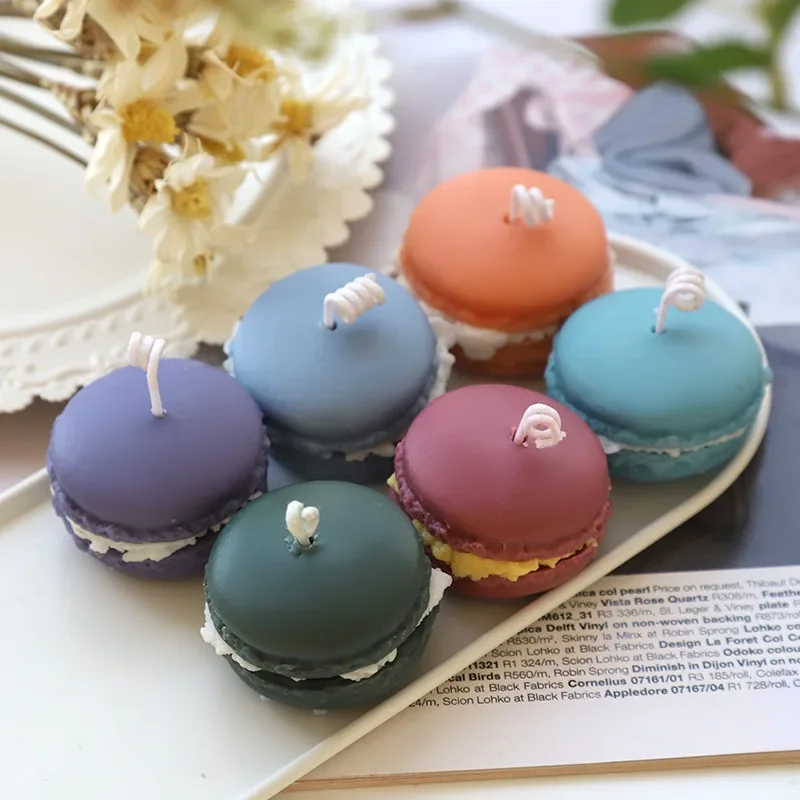 Macaron 3D Silicone Hamburger Candle Mould Scented Soap Mold Handmade Molds Plaster Resin Clay Making Home Christmas Decoration