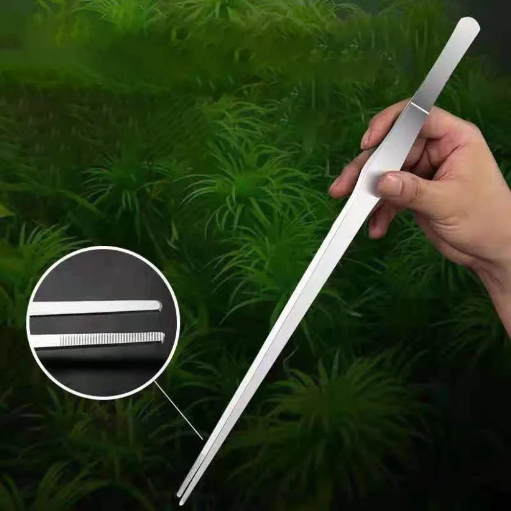 27/38/48cm Aquarium Plant Tweezers Multifuctional Stainless Steel Elbow Tweezers Fish Tank Aquascape Tools Aquarium Feeding Tong