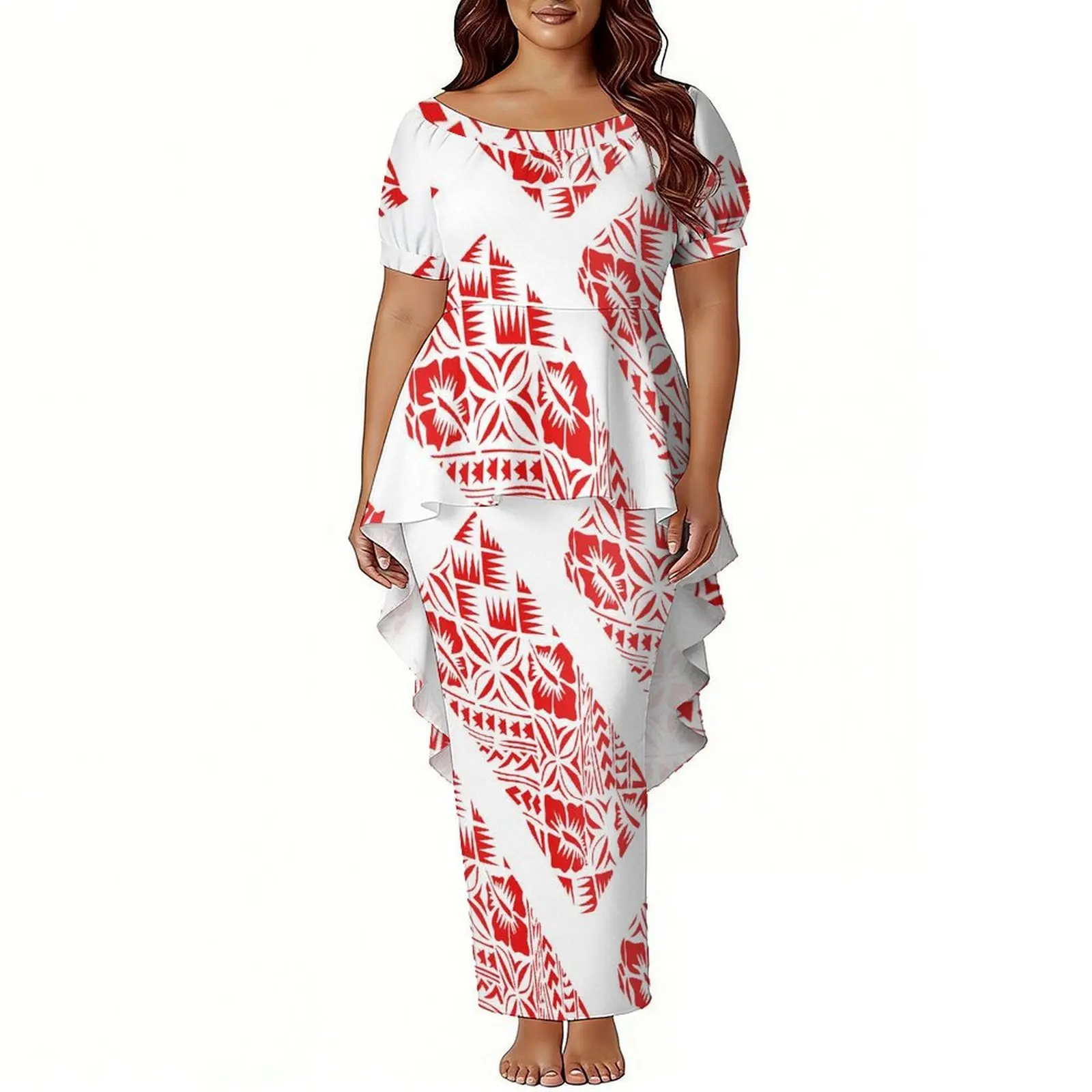 Newly Designed Polynesian Samoa Island Custom Women'S Puletasi Dress For The Pletahara Festival Party - Large Size Clothing