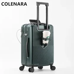 COLENARA USB Charging Suitcase 20 Inch Front Opening Laptop Boarding Case 22