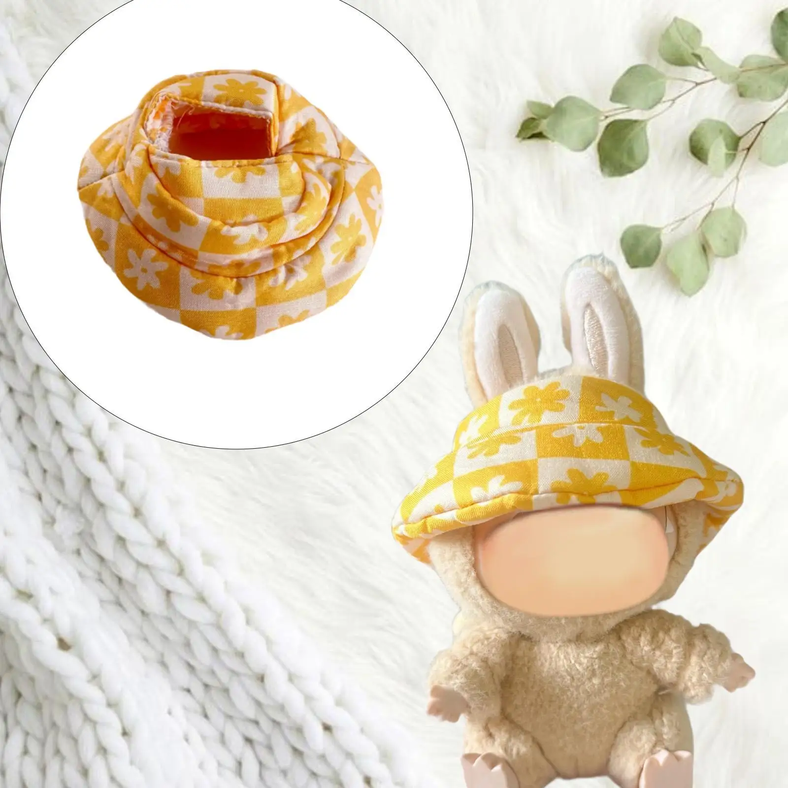 Sombrero de muñeco de peluche para niñas y niños, regalo artesanal, juego de simulación de dibujos animados suaves, accesorios de disfraces, Mini sombrero de muñeca para muñeca de 15cm/17cm