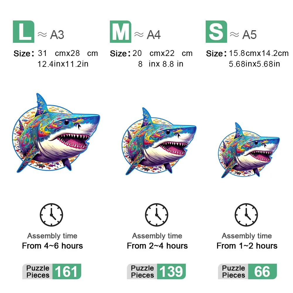 Shark Wooden Puzzle Personalized 3D Puzzle Adult Children's Gift Education Children's Toy Game