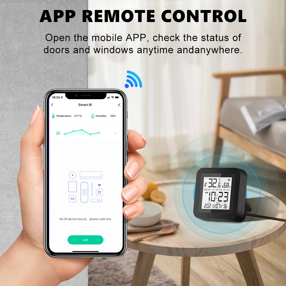 Tuya WiFi Temperature Humidity Sensor Thermostat Controller IR Remote Control for AC Conditioner TV Works with Alexa Google Home