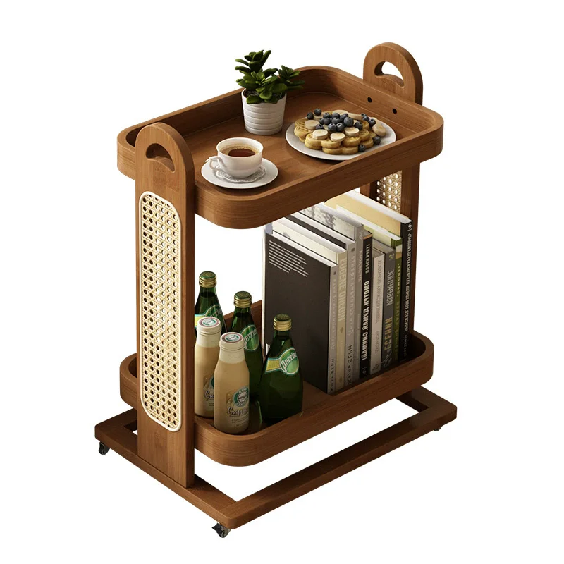 

Sofa Side Table, Movable Coffee Table, Small Cart, Living Room Rolling Small Table, Bedside Side Cabinet With Wheel Storage Rack