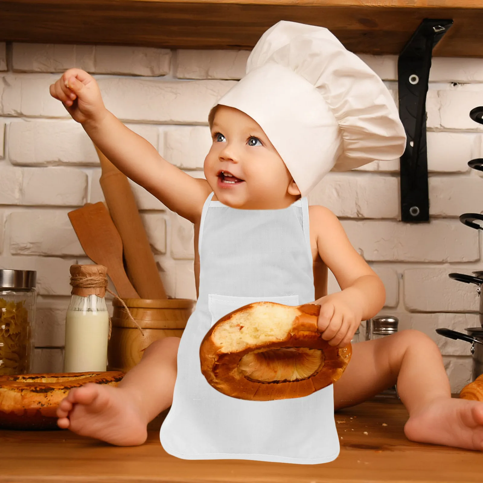 مجموعة قبعة الشيف لحديثي الولادة دعائم تصوير مقاس مريلة الطباخ للرضع ملابس يومية لالتقاط الصور #4