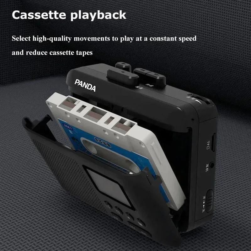 Retro Cassette MP3 Player Mini Portable Stereo Walkman Tape Recorder with Speaker 3.5mm Wired Headphones Support TF Card