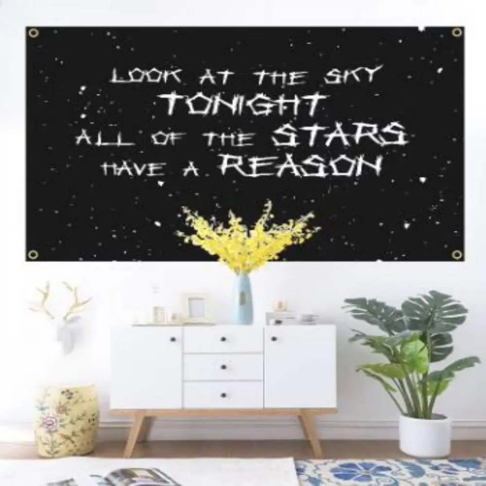 ليل اللمحة "انظر إلى السماء الليلة" العلم 2x3ft 3x5ft للداخلية المنزلية كلية النوم غرفة نوم غرفة المعيشة ديكور #2
