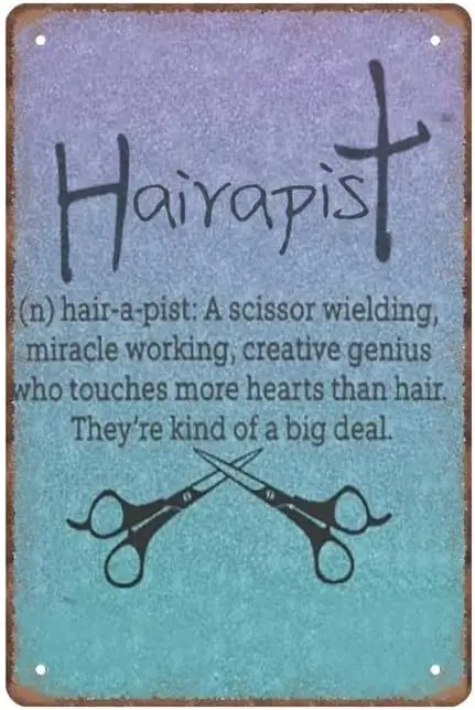 Vintage Metal Tin Sign Hairstylist Hairdresser Christmas Hairapist Gift Funny Retro Wall Art For Barber Shop Hair Salon Bathroom