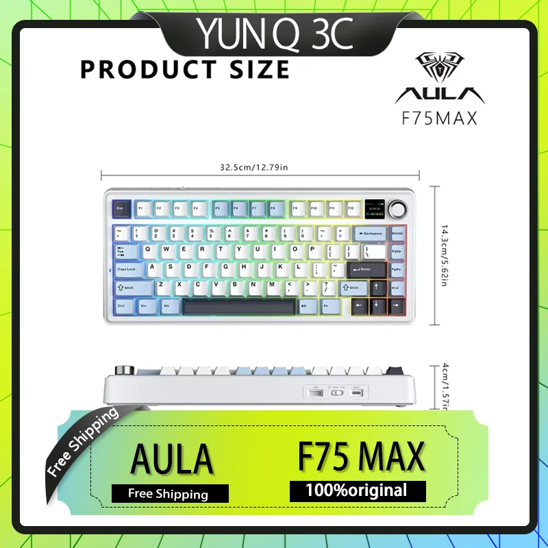 

AULA F75 MAX Gaming Mechanical Keyboard 75% Wired Bluetooth 2.4G Hot-Swap RGB E-sports with TFT Screen for PC Mac