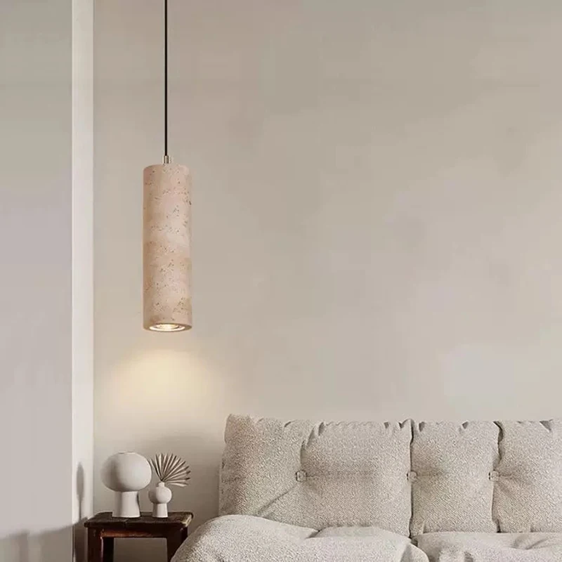 

Led Pendant Lamp Wabi Sabi Style Chandelier Bedroom Headboard Yellow Cave Stone Light Copper Hanging Wire Hotel Front Desk Light