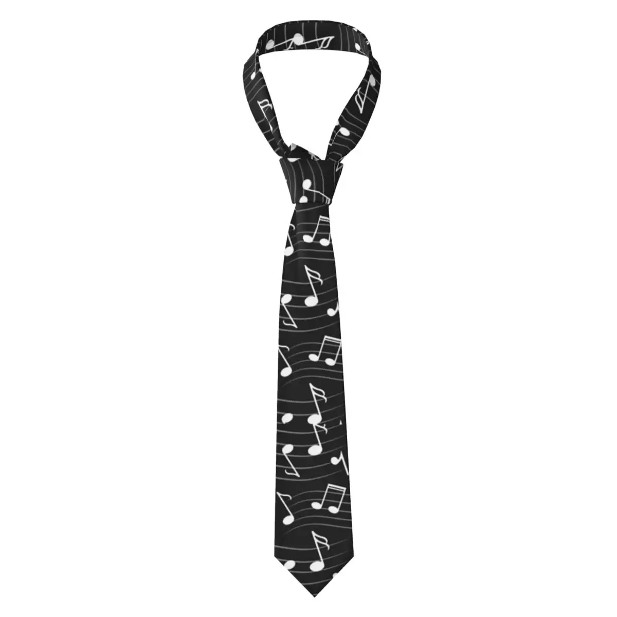 Corbata con diseño de notas musicales para hombre, corbatas de seda y poliéster de 8 cm, accesorios de boda, corbatas clásicas