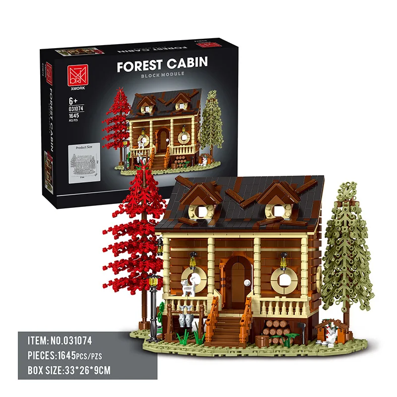 

031074 Architecture Series The Forest Huts LED Lighting Model Building Blocks Classic Assembly Bricks Set Educational Toys Gifts